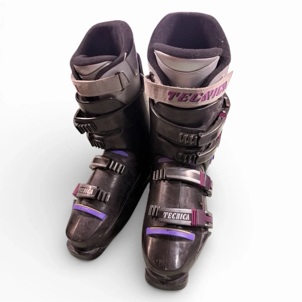 Tecnica Pro 90 Ski Boots Men's Size 8-9-5 Black Neon Purple Vintage‎ Retro